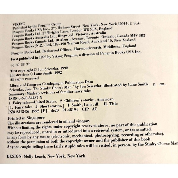 The Stinky Cheese Man & Other Fairly Stupid Tales  Book By Jon Scieszka 1992 - Picture 8 of 9